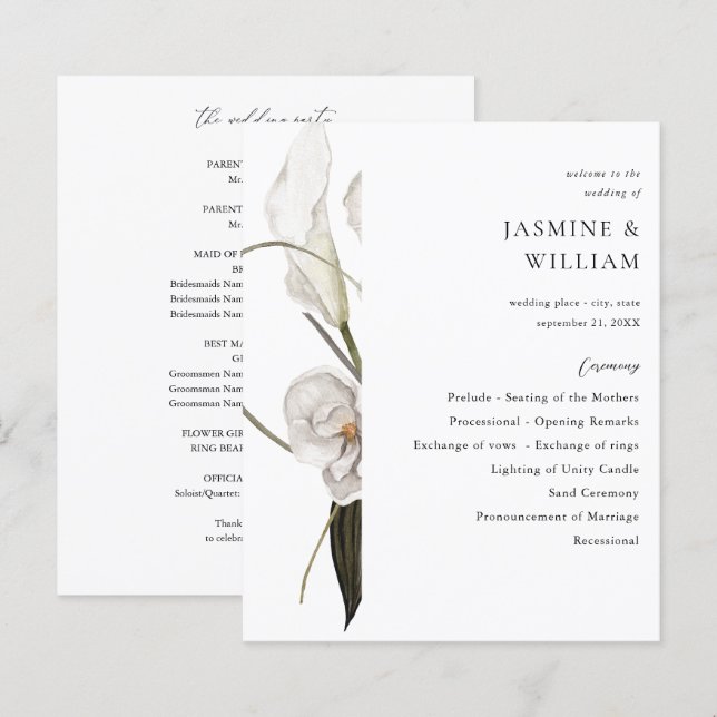Cerimônia de Casamento Floral Branco e Preto do Or (Frente/Verso)