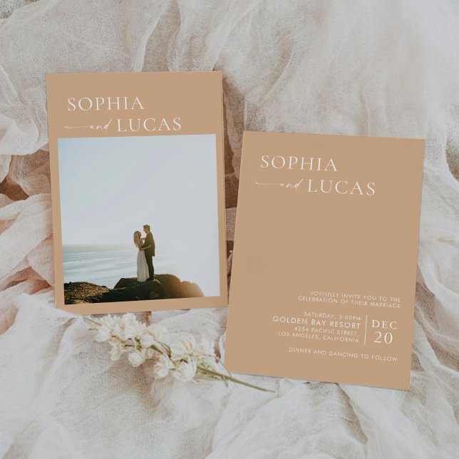Cerimônia de casamento minimalista com convite fot (Criador carregado)