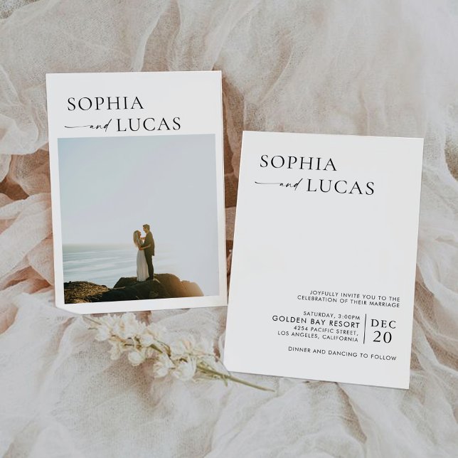 Cerimônia de casamento minimalista com convite fot (Criador carregado)