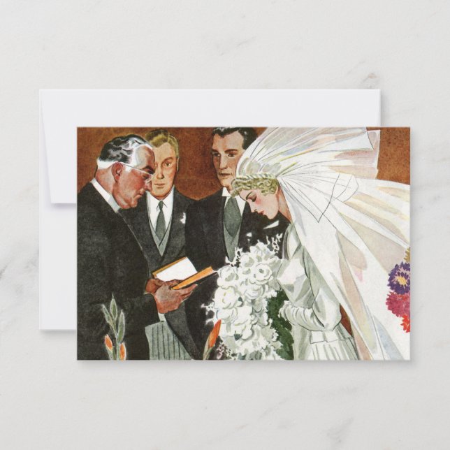 Cerimônia de Casamento Vintage, Noivos RSVP (Frente)