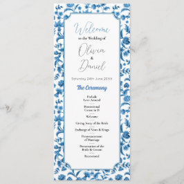 Cerimônia do Menu Casamento Chintz Blue & White Fl