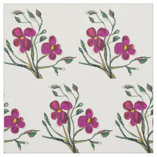Cerise Pink Flowers Watercolor > Floral Tecido