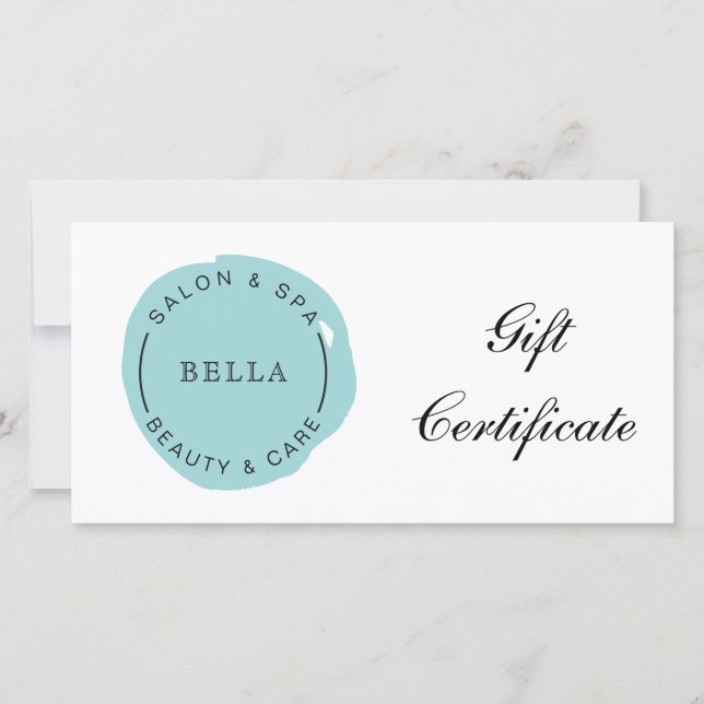 Certificado-Cadeau de Salão de Spa Aqua Moderno Mí (Frente)