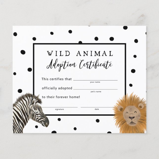 Certificado de Adoção de Festas de aniversário Boy (Frente)