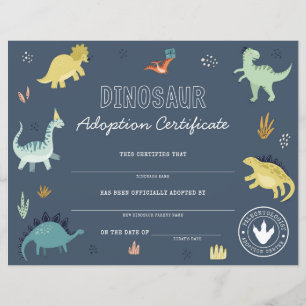 Certificado de Adoção do Dinossauro