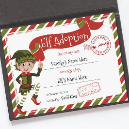 Certificado De Adoção Do Elf De Natal