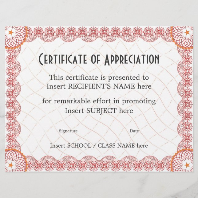 CERTIFICADO DE APRECIAÇÃO (Frente)