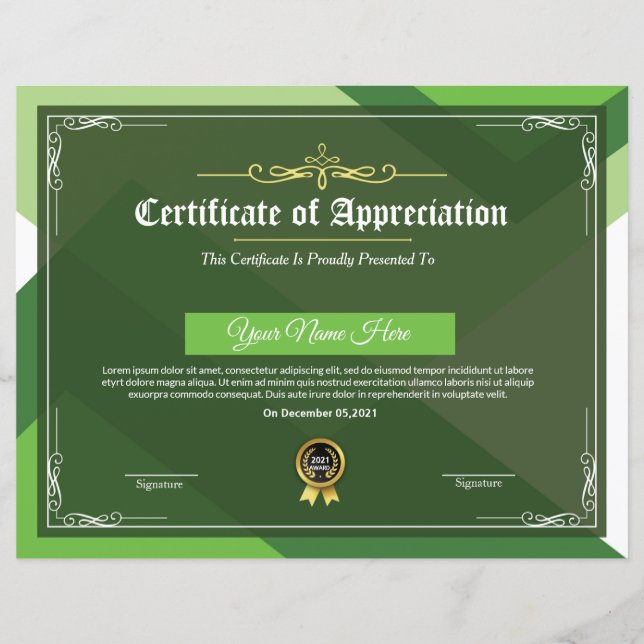 Certificado De Apreciação (Frente)