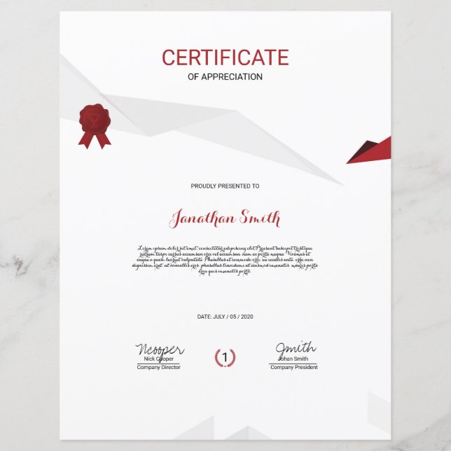 Certificado De Apreciação (Frente)