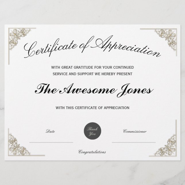 Certificado de Apreciação Branco com logotipo pers (Frente)