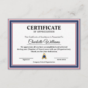 Certificado de Apreciação de Funcionário Profissio