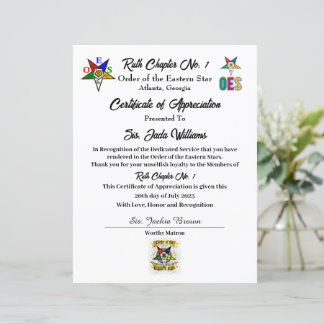 Certificado de Apreciação OES