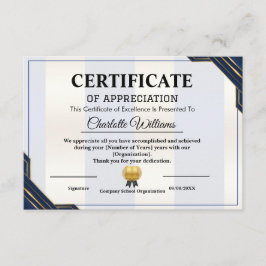 Certificado de Apreciação Prêmio Profissional