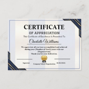 Certificado de Apreciação Prêmio Profissional