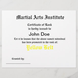 Certificado de Artes Marciais Genéricas