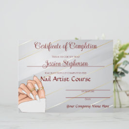 Certificado de Artista de Nail Dourada e Branca