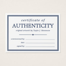 Certificado de Autenticidade Branco Azul do marinh