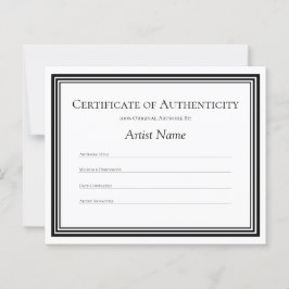 Certificado de Autenticidade de Arte Personalizado