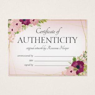 Certificado de Autenticidade do Plum Blush Flowers