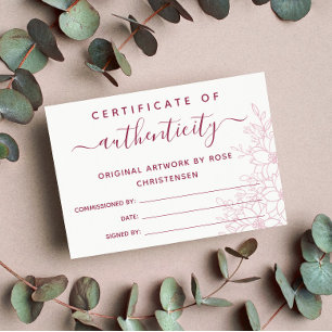 Certificado de Autenticidade Maior Floral Burgundy