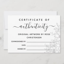 Certificado de Autenticidade Maior Floral da cinza