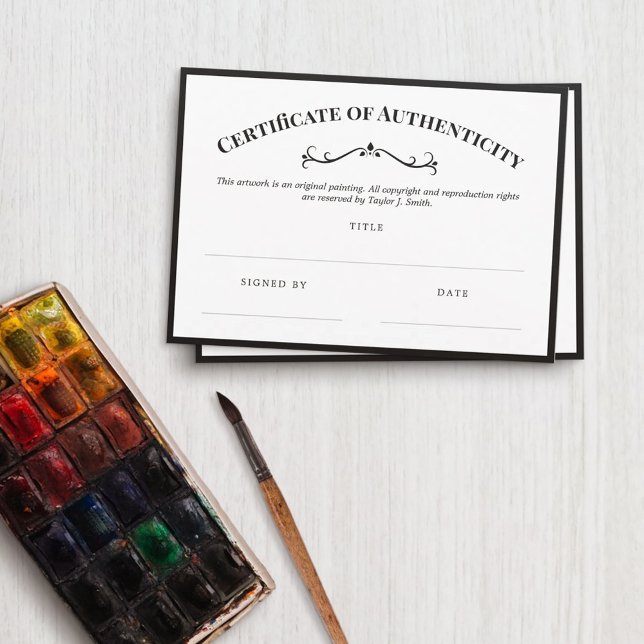 Certificado de Autenticidade Preto Elegante (Criador carregado)
