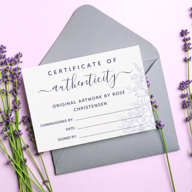 Certificado de Autenticidade Purple Floral Maior (Criador carregado)