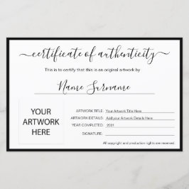 Certificado de Autenticidade Trabalho de arte por