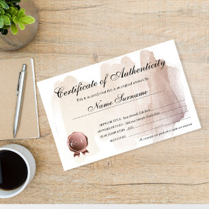 Certificado de Autenticidade Trabalho de arte por