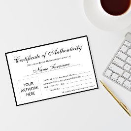 Certificado de Autenticidade Trabalho de arte por