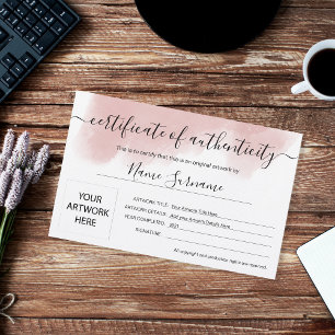 Certificado de Autenticidade Trabalho de arte por