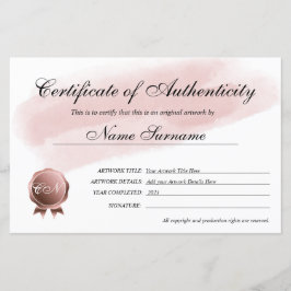 Certificado de Autenticidade Trabalho de arte por