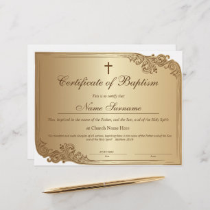 Certificado de Batismo, Dedicação de Bebês