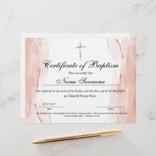 Certificado de Batismo, Dedicação de Bebês