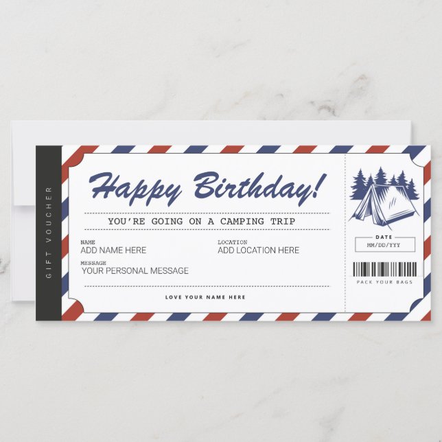 Certificado de Campo de Verão de Presente de Acamp (Frente)