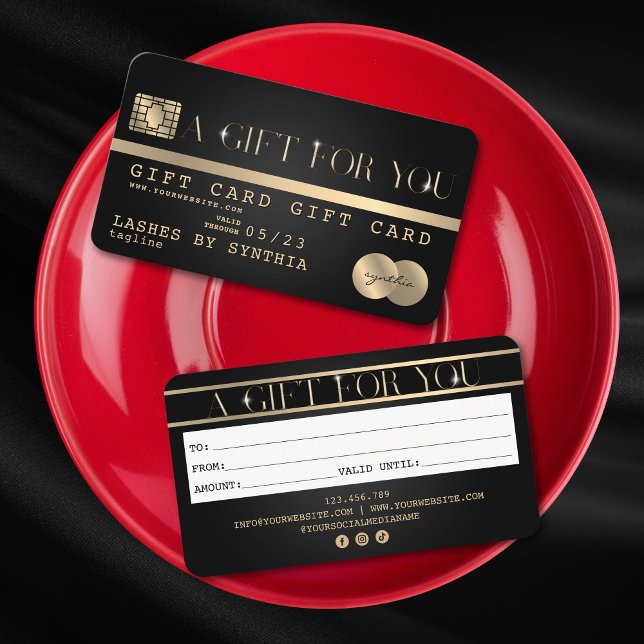 Certificado de Cartão Presente de Cartão de Crédit (modern gold typography like credit card gift voucher)