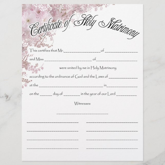 Certificado de Casamento (Frente)