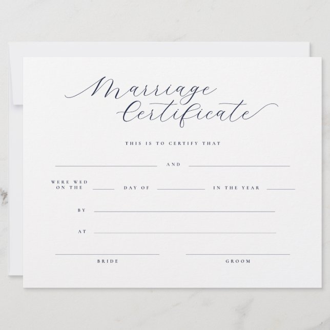 Certificado de Casamento com Letra Minimal Clássic (Frente)