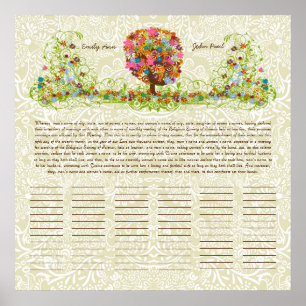 Certificado de Casamento de Impressão Quaker de Ár