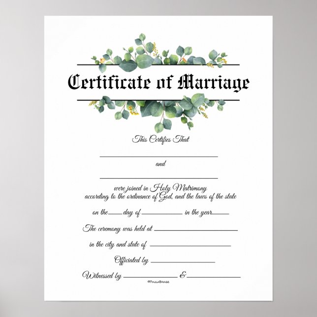 Certificado de casamento Poster (Frente)