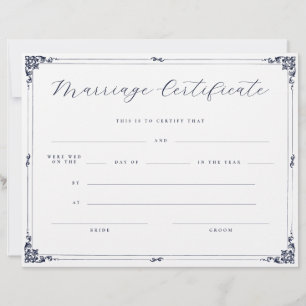 Certificado de Casamento Rústico Elegant Script
