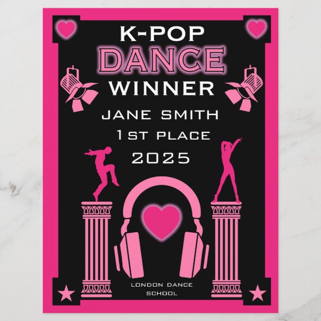 Certificado de Competição de Dança K-Pop (Frente)