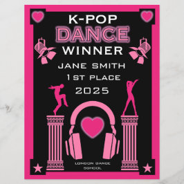 Certificado de Competição de Dança K-Pop