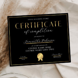 Certificado de Conclusão Black & Gold Badge Award