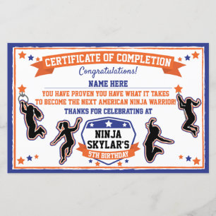 Certificado de Conclusão da Festa da Garota Ninja