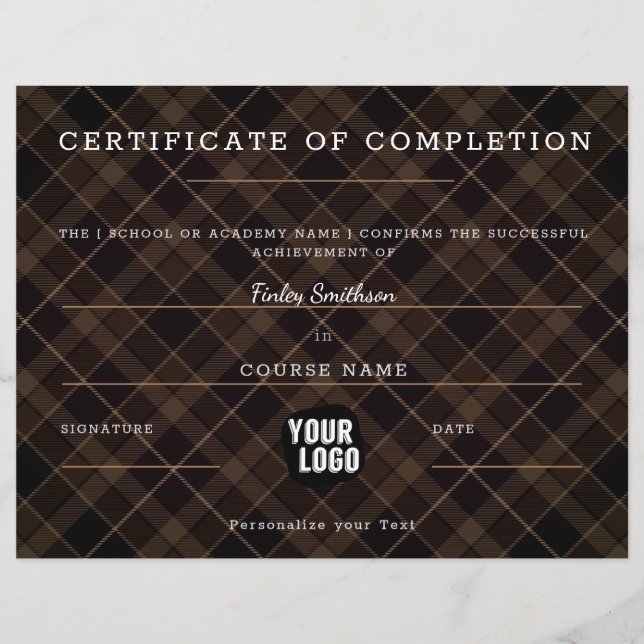 Certificado de Conclusão da Masculina Marrom Moder (Frente)