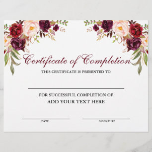 Certificado de conclusão de Borgonha Floral