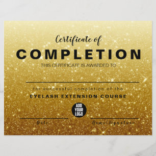 Certificado de conclusão de brilho Dourado moderno