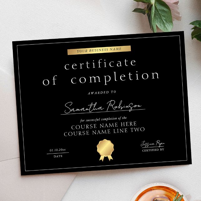 Certificado de Conclusão de Curso Black & Gold (Criador carregado)