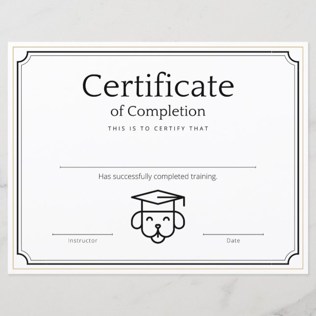 Certificado de conclusão de formação Pet (Frente)